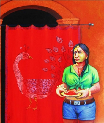 ACRYLIC ON CANVAS painting titled BASANTA UTSAB   I