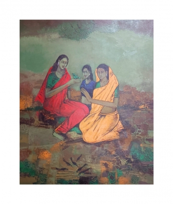 Acrylic on canvas  painting titled Friends 