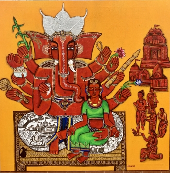 mix medium on canvas painting titled Maha Ganpati
