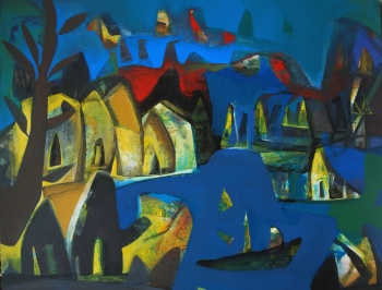 Acrylic on Canvas painting titled The Aura of Benares