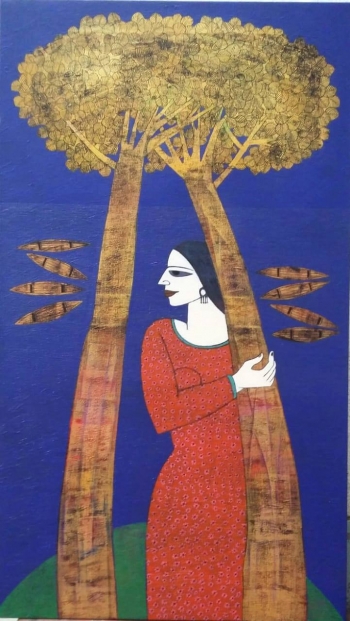 Acrylic on Canvas painting titled Waiting