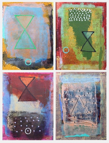 Mixed media on Paper painting titled Abstract I - IV