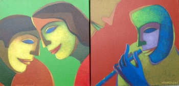 Acrylic on Canvas painting titled Mirth & Music I & II