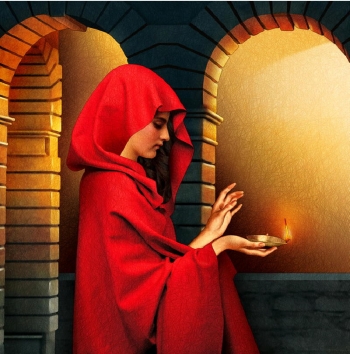 Mixed media on canvas painting titled Prayer at Dusk