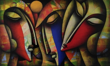Mixed media on canvas painting titled A Love So Beautiful