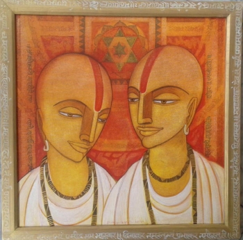 tempera on canvas painting titled Vibrations of Peace V