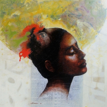 Mixed media on canvas painting titled The Space between VIII