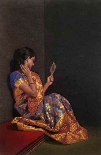 Mixed Media on Paper painting titled An Indian Elegance