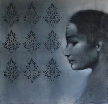 Charcoal & Acrylic on Canvas painting titled At Peace