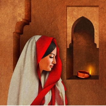 Mixed Media on Canvas painting titled The Lamp that Illuminates