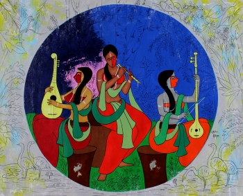 acrylic on canvas painting titled The performers